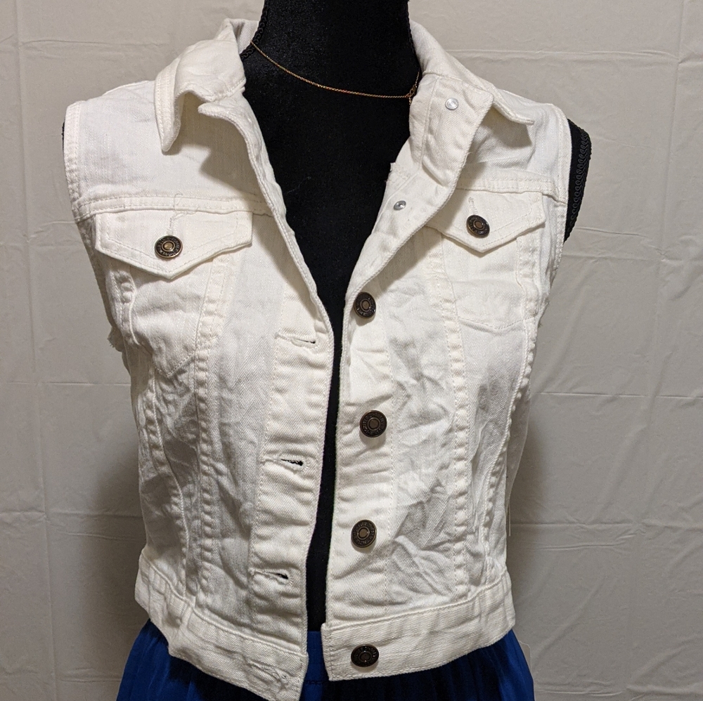 White Jean Vest
